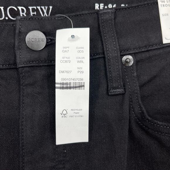 J.Crew Low Rise Denim Trouser 1996 semi-stretch Wide Leg Jean Black 29P NWT - Picture 7 of 9